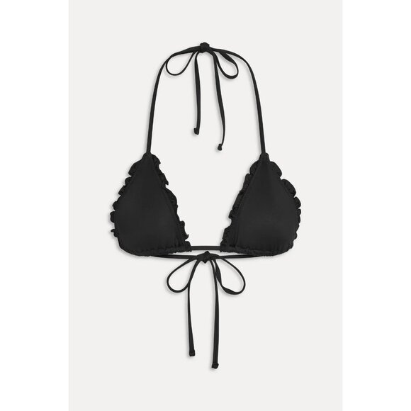 Frankies Bikinis Charlotte Cheeky Bikini Bottoms and Nick Ruffle Top in Black - Picture 2 of 7